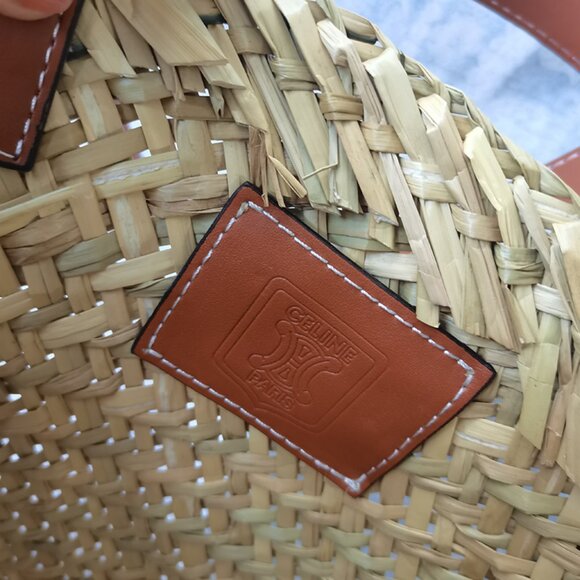 Celine Palm Leaf And Calfskin Tote - Picture 5 of 9